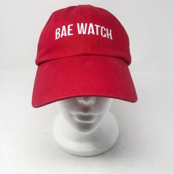 DAVID AND YOUNG | Women’s Red Baseball Style Hat Bae Watch White Embroidery OSFM - Picture 1 of 8